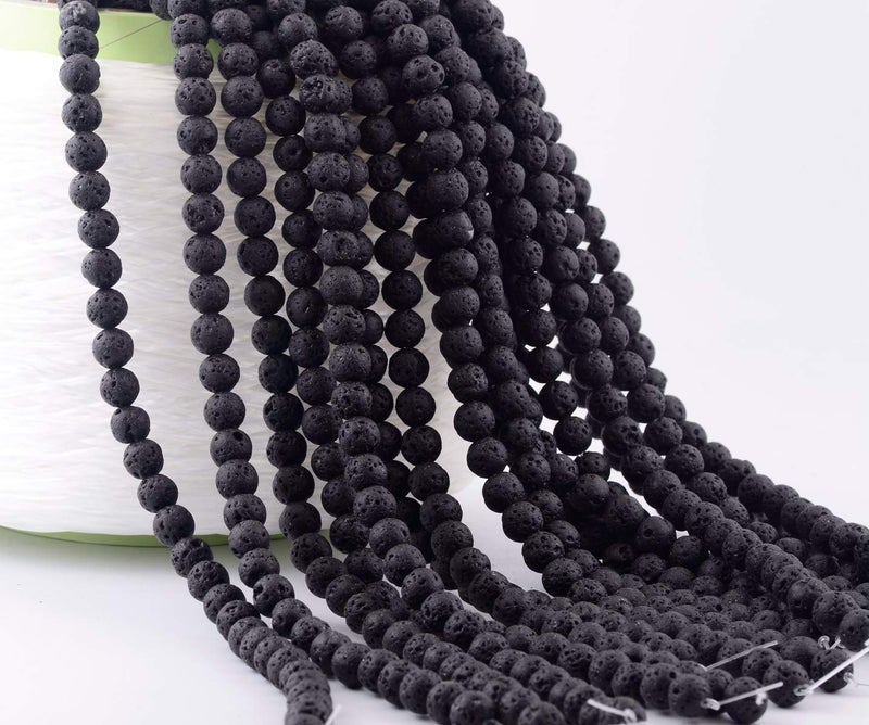 Cmidy Natural Stone Beads 100pcs 8mm Black Lava Round Genuine Stone Beading Loose Gemstone Hole 1mm DIY Beads for Essential Oil Yoga Bracelet Necklace Earrings Jewelry Making (Black Lava Stone Beads,8mm) - Image 5